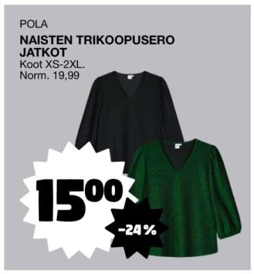 NAISTEN TRIKOOPUSERO JATKOT