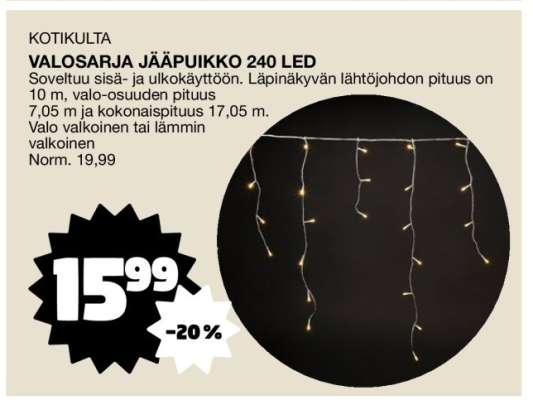 KOTIKULTA VALOSARJA JÄÄPUIKKO 240 LED