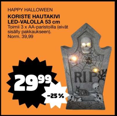 KORISTE HAUTAKIVI LED-VALOLLA 53 cm