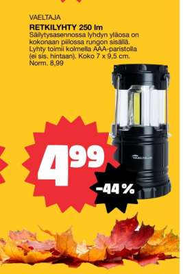 VAELTAJA RETKILYHTY 250 lm