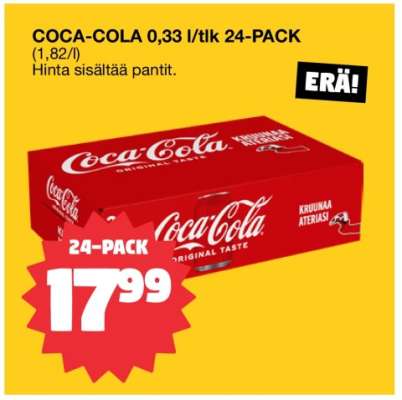 COCA-COLA 0,33 l/tlk 24-PACK