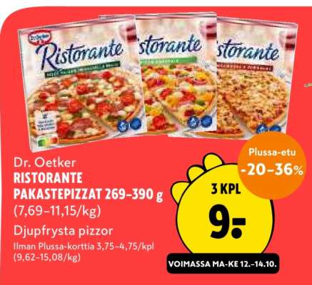Dr. Oetker RISTORANTE PAKASTEPIZZAT 269–390 g