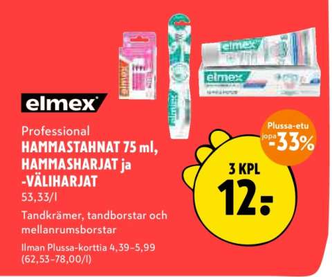elmex Professional HAMMASTAHNAT 75 ml, HAMMASHARJAT ja -VÄLIHARJAT