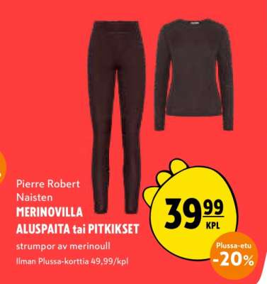 Pierre Robert Naisten MERINOVILLA ALUSPAITA tai PITKIKSET