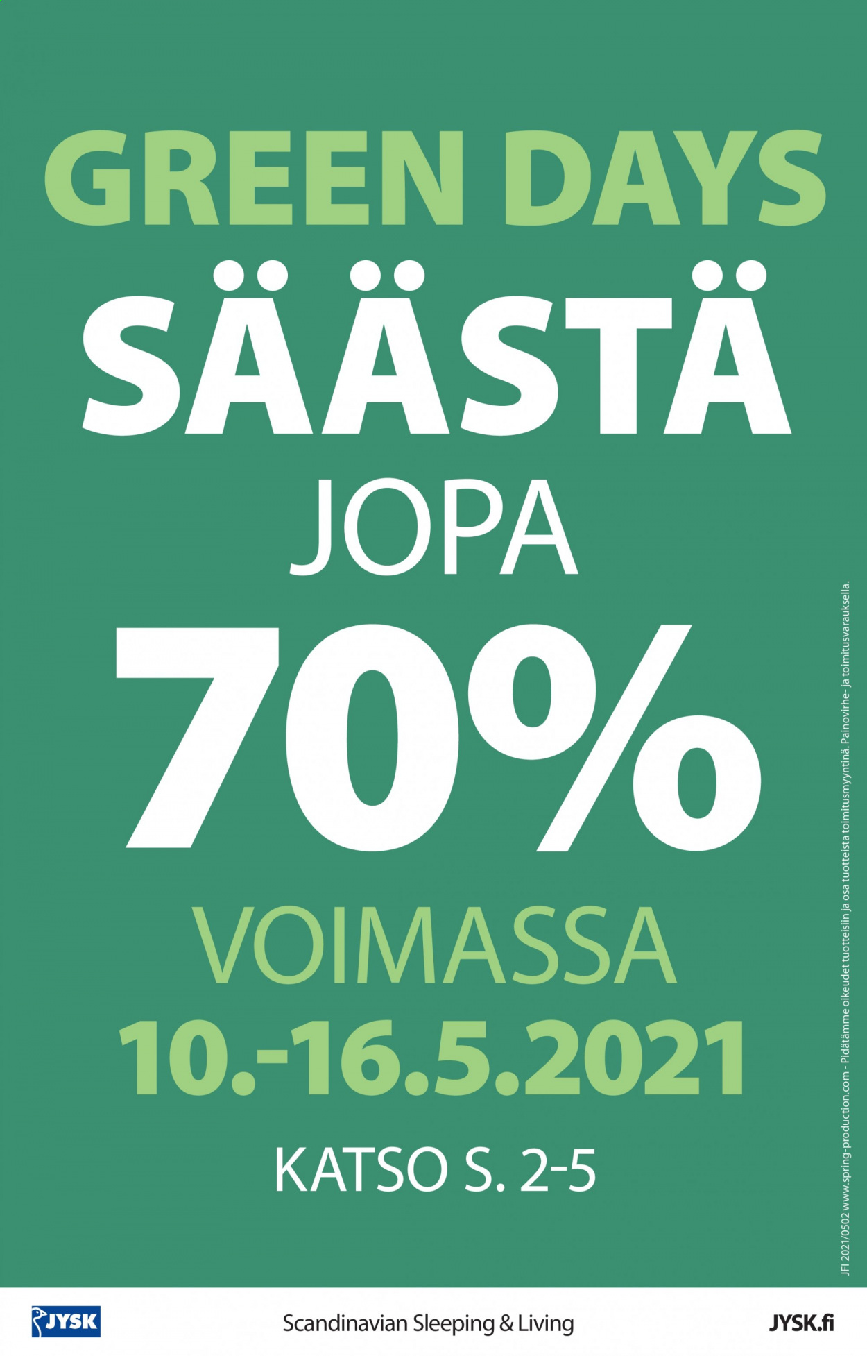 JYSK tarjouslehti  - 10.05.2021 - 16.05.2021.
