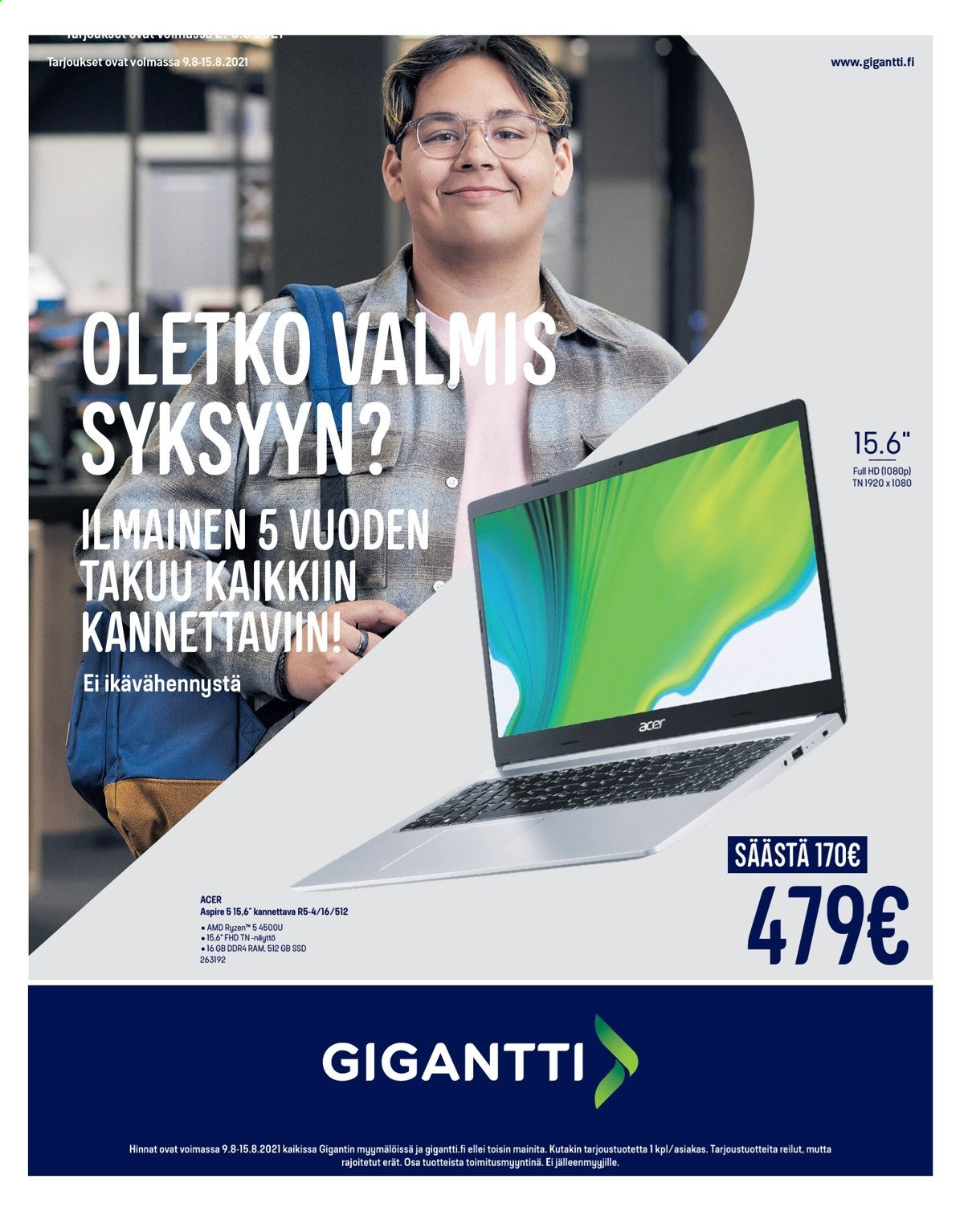 Gigantti tarjouslehti  - 09.08.2021 - 15.08.2021.